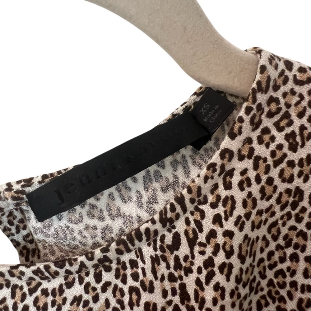 Jenni Kayne Animal Print Short Sleeve Mini Dress Cream Brown XS Classic Neutral - Picture 4 of 6